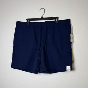 Free Assembly Mens XL Navy Seersucker Pull On Shorts‎ 7" Inseam 100% Cotton NWT